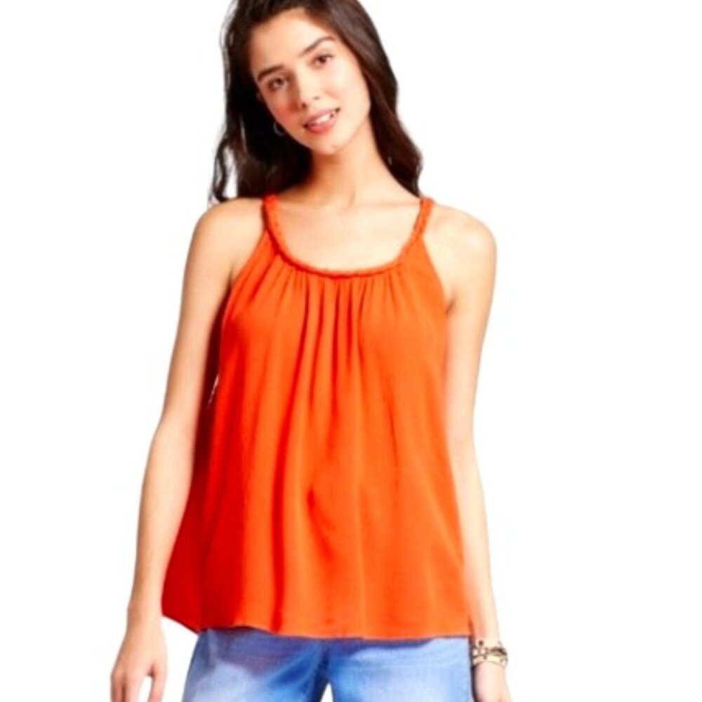 Mossimo NWT XS Woven Braided Cami Tank Top, Orange